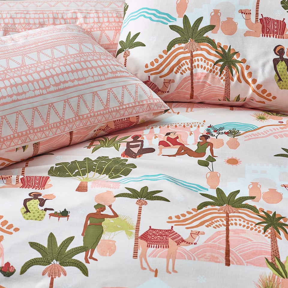 image 1 of Furn Nalani Abstract Duvet Cover Set | Cream | Sand | Super King | 1