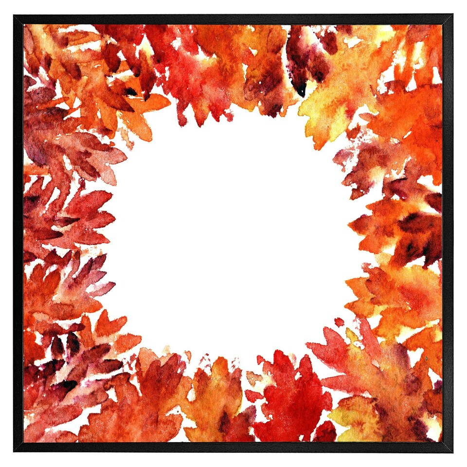 image 1 of Circled autumn leaves (Picture Frame) White | XS