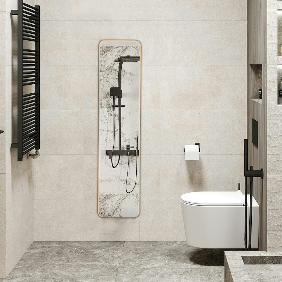 image 1 of Living and Home Full-Length Door Hanging Mirror with Rounded Corners | Yellow