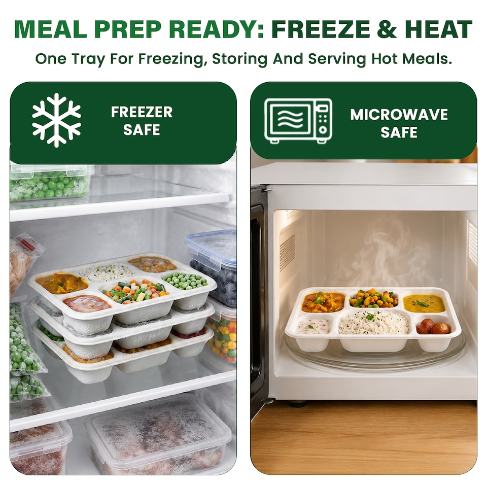 DISH// #DISH Limited Box ブルーレイ ECONX Bagasse 6 Compartment Food Tray Plate Disposable Sugarcane