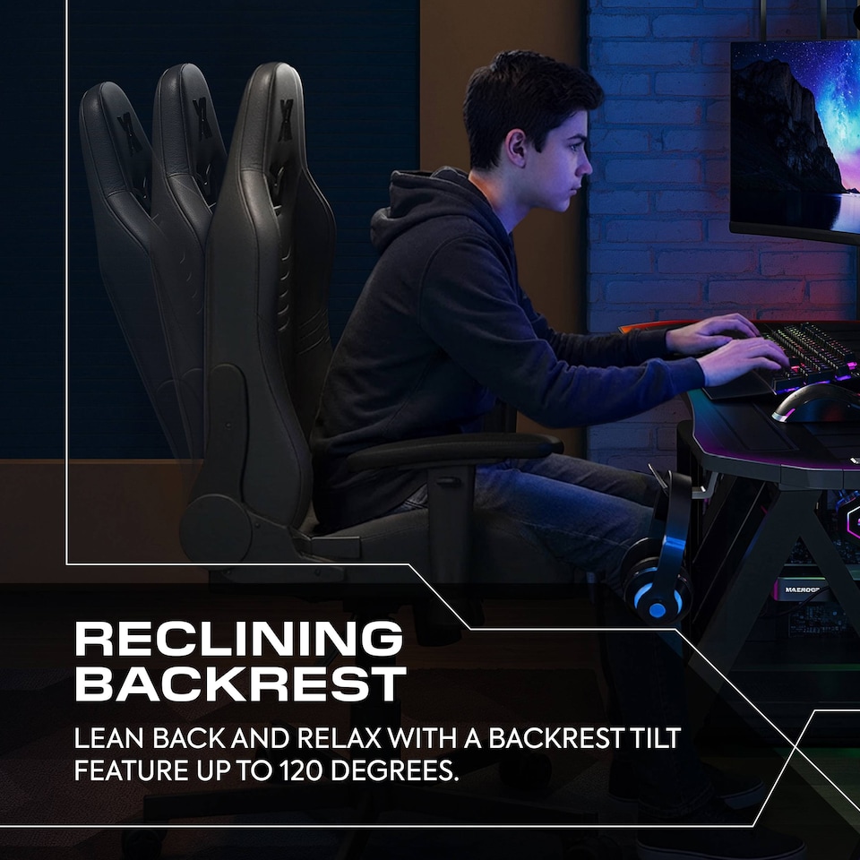 image 1 of Agility Compact Ergonomic PC Gaming Chair for Juniors - Carbon Black
