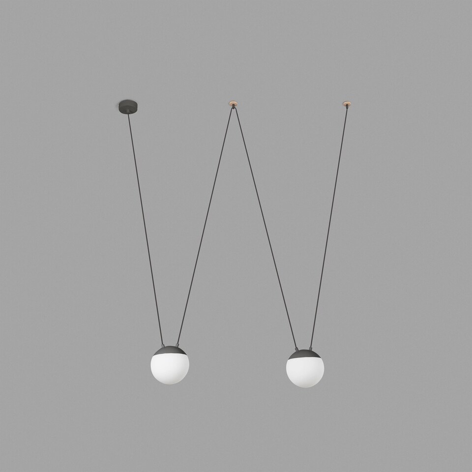 image 1 of Mine 2 Light Ceiling Pendant Wood, Dark Grey, E27