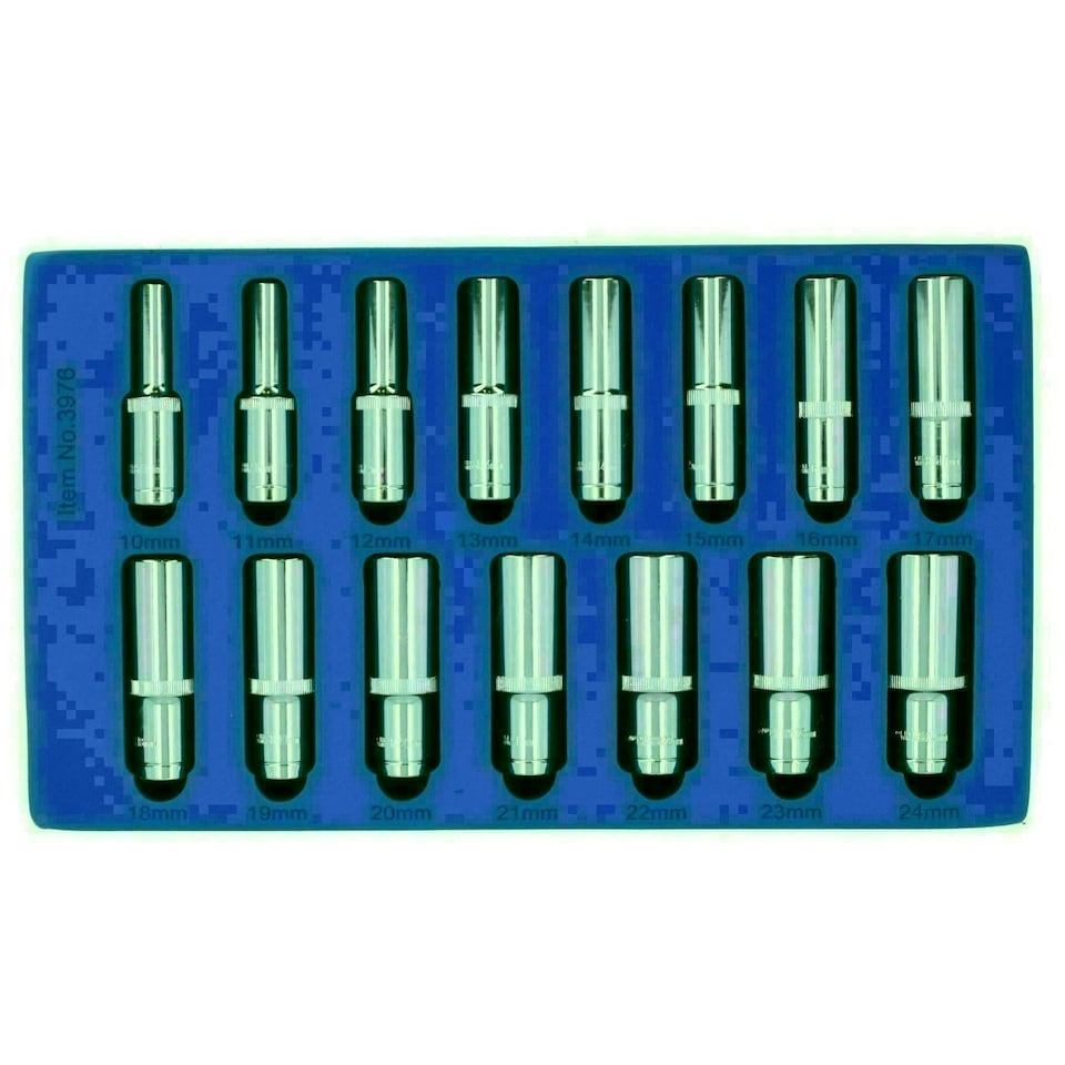 image 1 of 1/2" drive metric sockets double deep 10mm - 24mm by BERGEN AT106