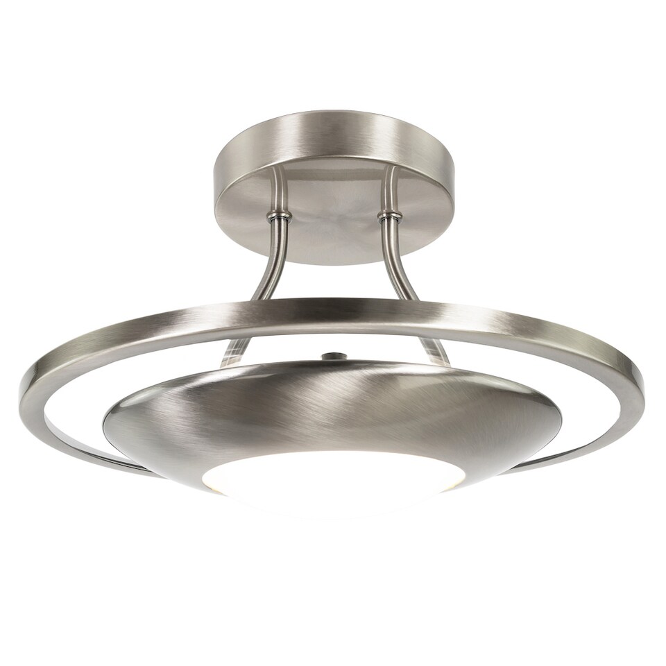 image 1 of Modernistic Semi Flush Energy Saving LED Ceiling Light Fitting in Satin Nickel | Silver