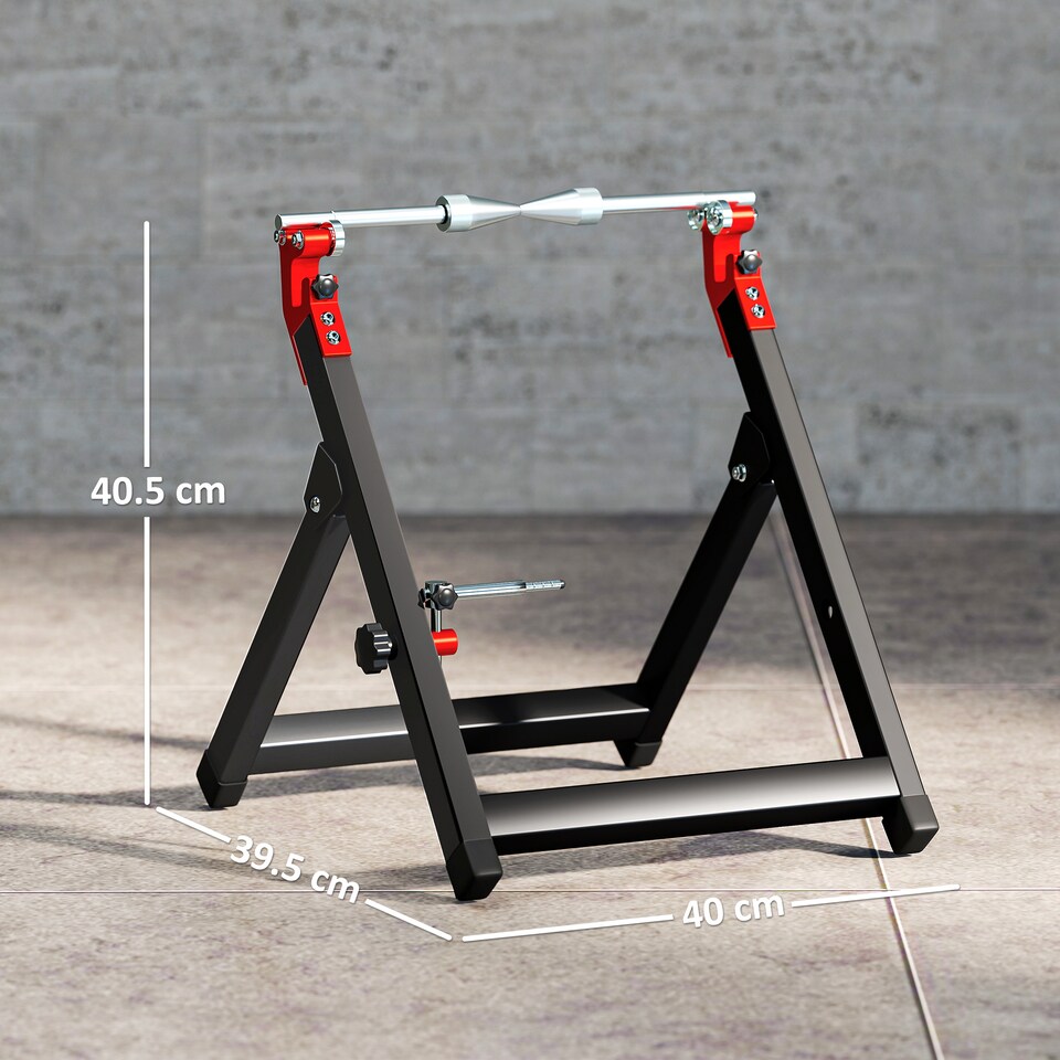 image 1 of HOMCOM Steel Motorcycle Wheel Balancer Truing Stand with Spoke Wrench, Black | Black