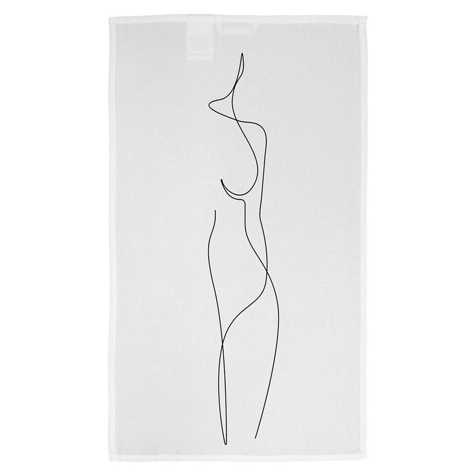 image 1 of line art drawing of woman (Kitchen Towel)