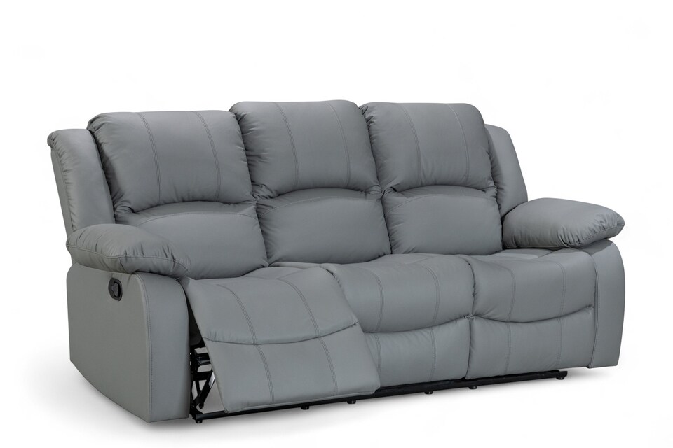 image 1 of Grey Faux Leather 3 Seater Recliner Sofa VARESA