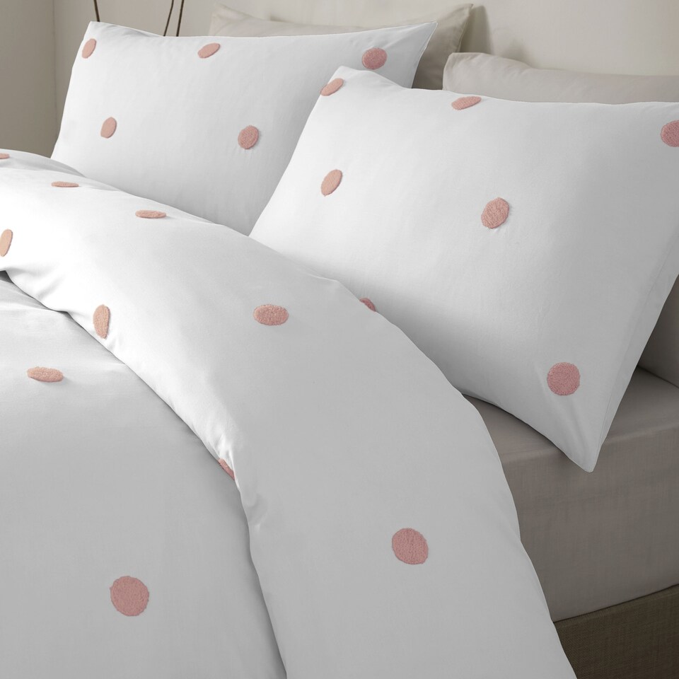 image 1 of Appletree Dot Garden Duvet Cover Set White with Pink Dots