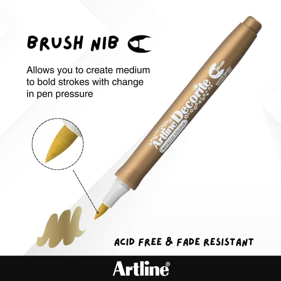 image 1 of Artline Decroite Brush Markers Modern Metallic Colours 4 Pack