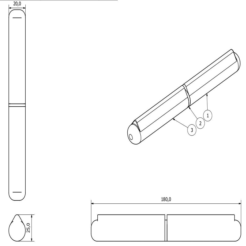 image 1 of 2 Pack Lift Off Bullet Hinge Weld On Brass Bush 20x180mm Heavy Duty Industrial Silver