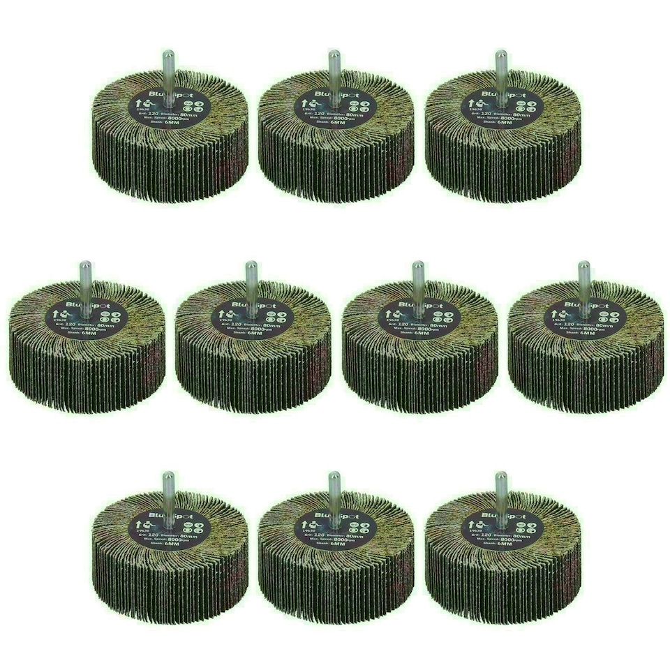image 1 of 120 Grit 80mm Flap Wheel Disc Abrasive Sanding Pads For Drills 6mm Shank 10pc