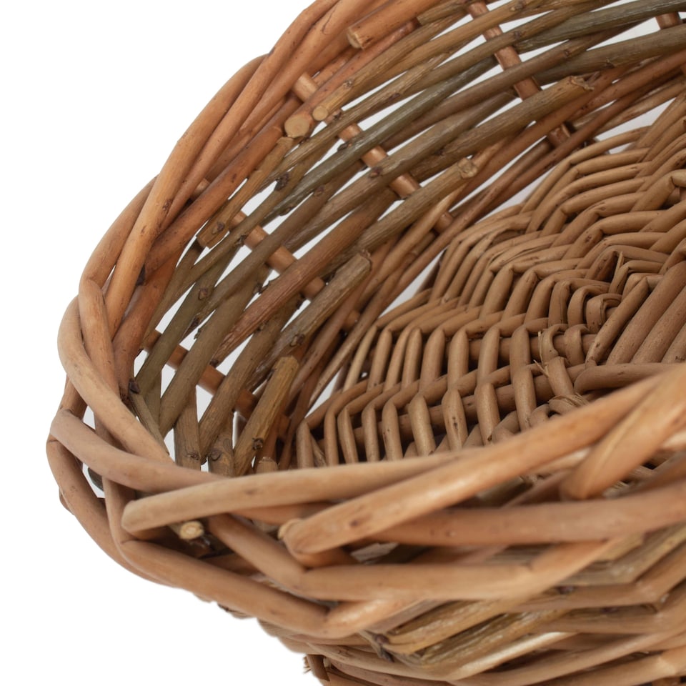 image 1 of Small Unpeeled Willow Round Tray | Brown | Brown | Small