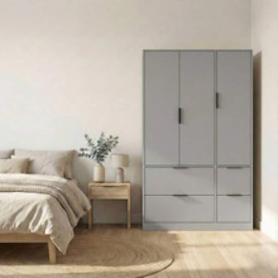 image 1 of FUJI 3 Door 4 Drawer Wardrobe | Grey | Grey & Grey | 117 x 55 x 8.5 | 1