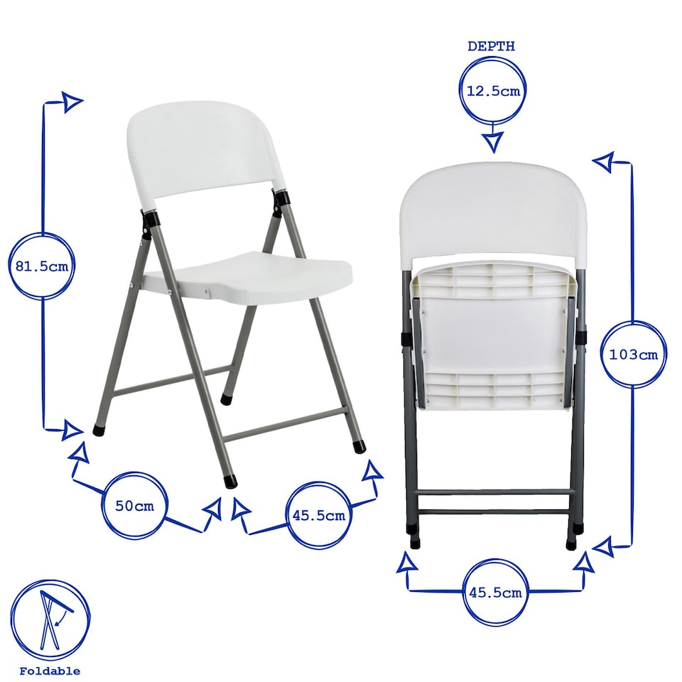 image 1 of Harbour Housewares Height Adjustable Folding Camping Picnic Table & Chair Set - 120cm (4ft) - White | White | White