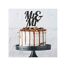 Creative Party Mr & Mrs Glitter Paper Cake Topper - Black - One Size
