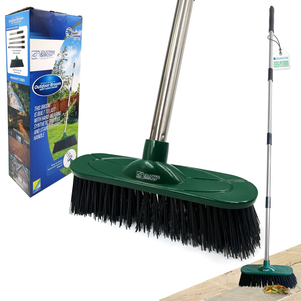 image 1 of 10" Outdoor Broom Garden Yard Brush with Metal Handle