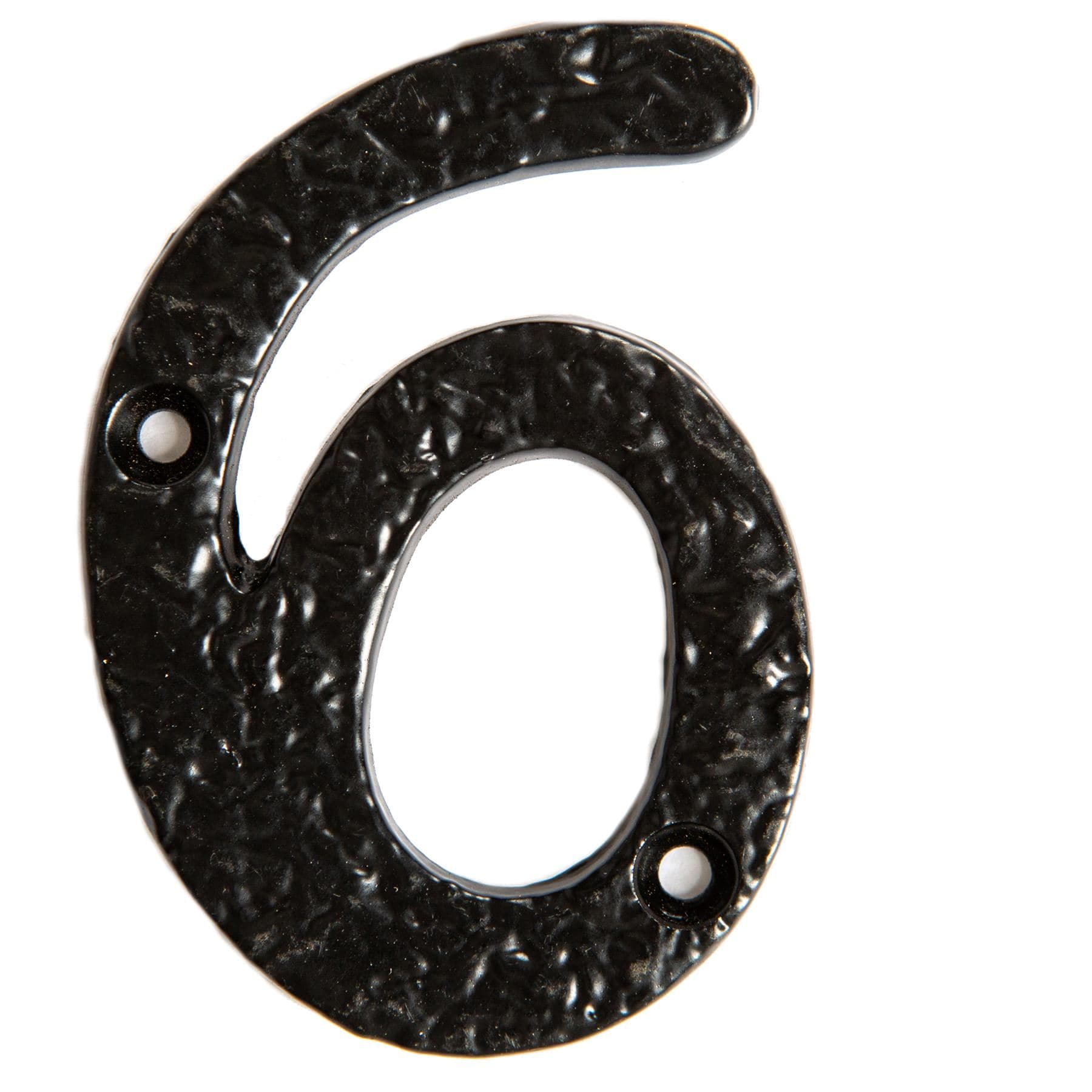 Hammer and Tongs Rustic Iron Numeral - Number 6 - H75mm in Black