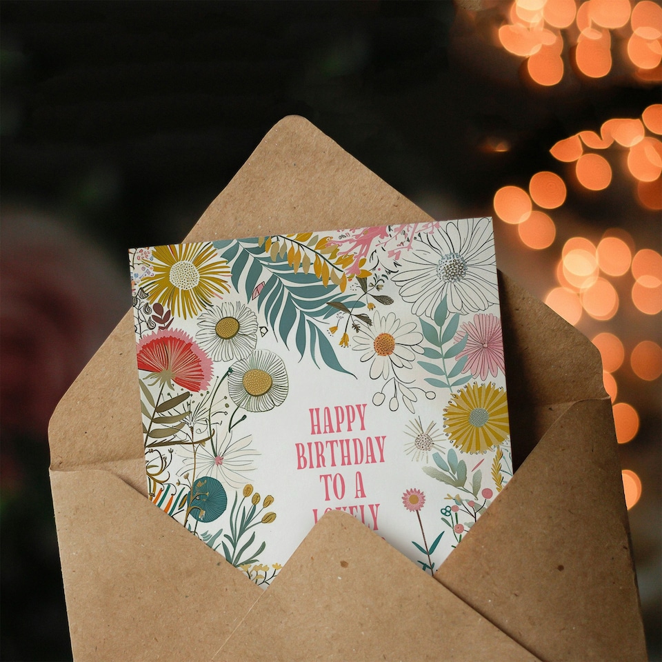 image 1 of Modern Floral Wildflower Boho Elegant Mother Birthday Card