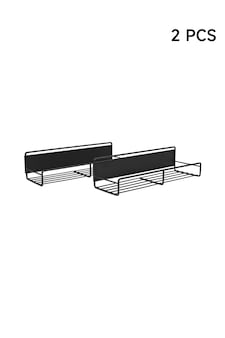 Living and Home 2 Pcs Magnetic Fridge Storage Rack with Hooks | Black