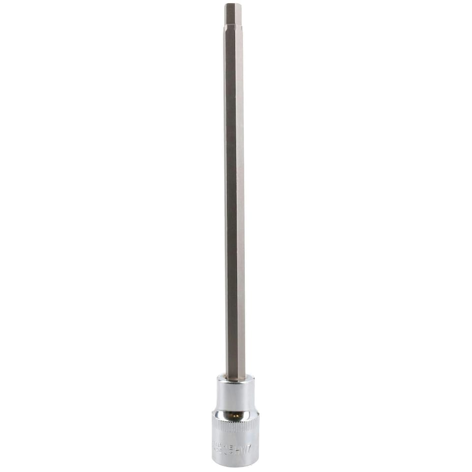 image 1 of 7mm Hex Allen Key Long Bit Internal Socket Metric 1/2" Drive 200mm Length Cr-V