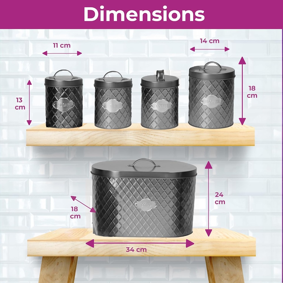 image 1 of Neo Retro Inspired Matt & Copper 5 Piece Kitchen Canister Set Navy