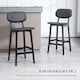 image 4 of HOMCOM Bar Stools Set of 2, Breakfast Bar Chairs, PU Leather Upholstered Kitchen Stools with Backs, Footrests and Solid Wood Legs, Black