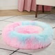 image 5 of OHS Round Fluffy Calming Pet Dog Plush Cushion Bed, Medium - Multi