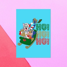 Official Tom And Jerry Sleigh Ho! Ho! Ho! Greetings Card
