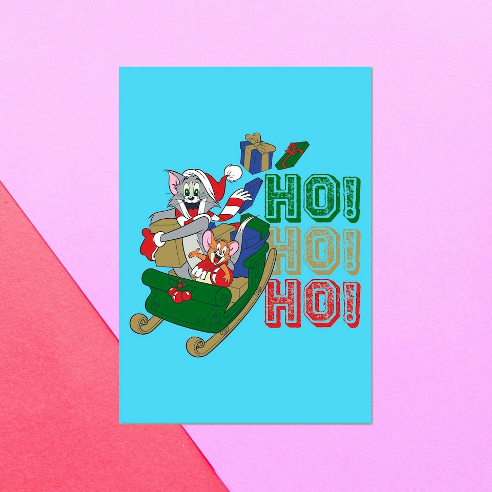 Official Tom And Jerry Sleigh Ho! Ho! Ho! Greetings Card