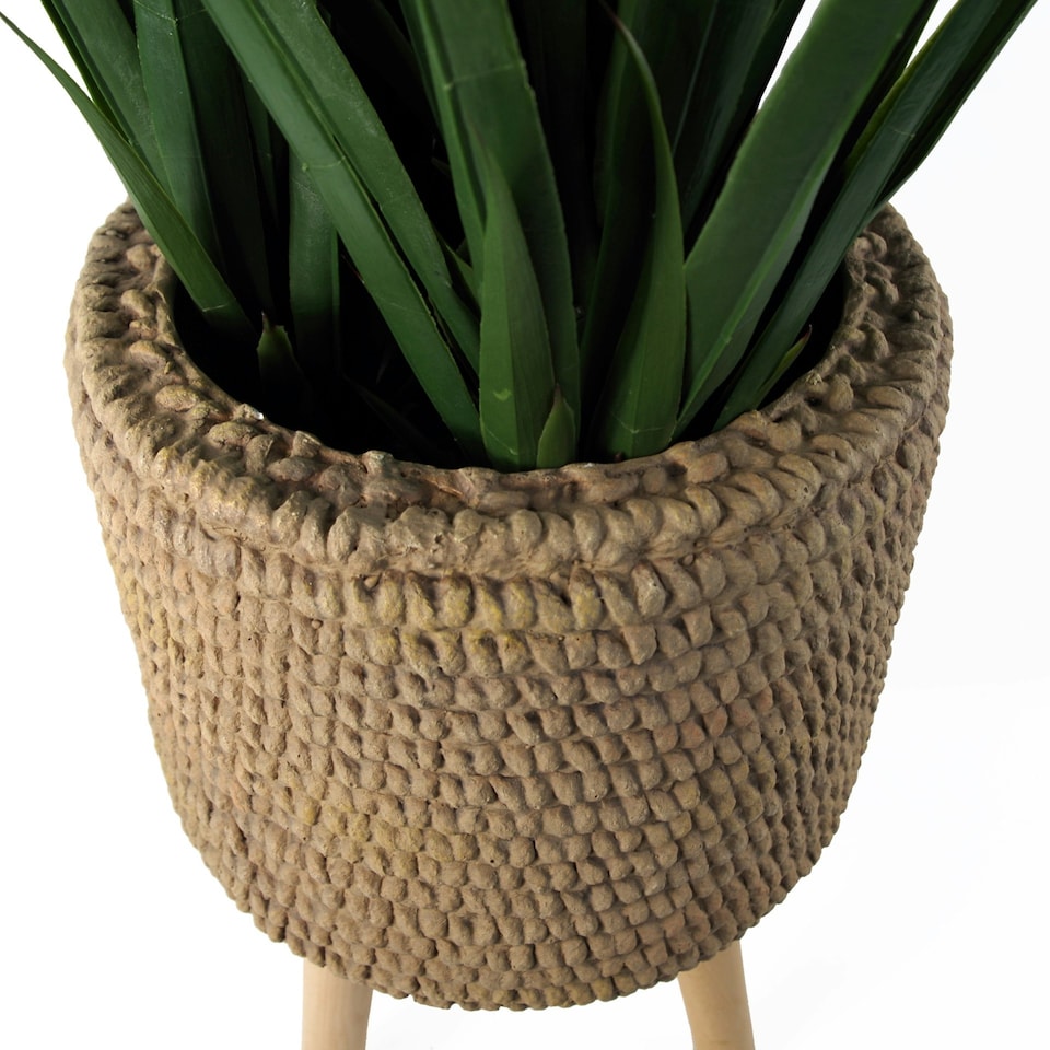 image 1 of Seagrass Style Composite Planter with Stand Brown