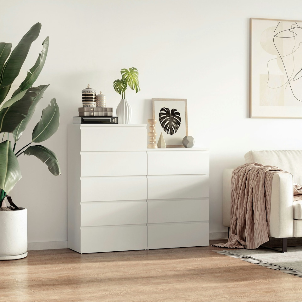 image 1 of HOMCOM 5 Drawer Cabinet Storage Cupboard Sideboard Organiser Living Room White