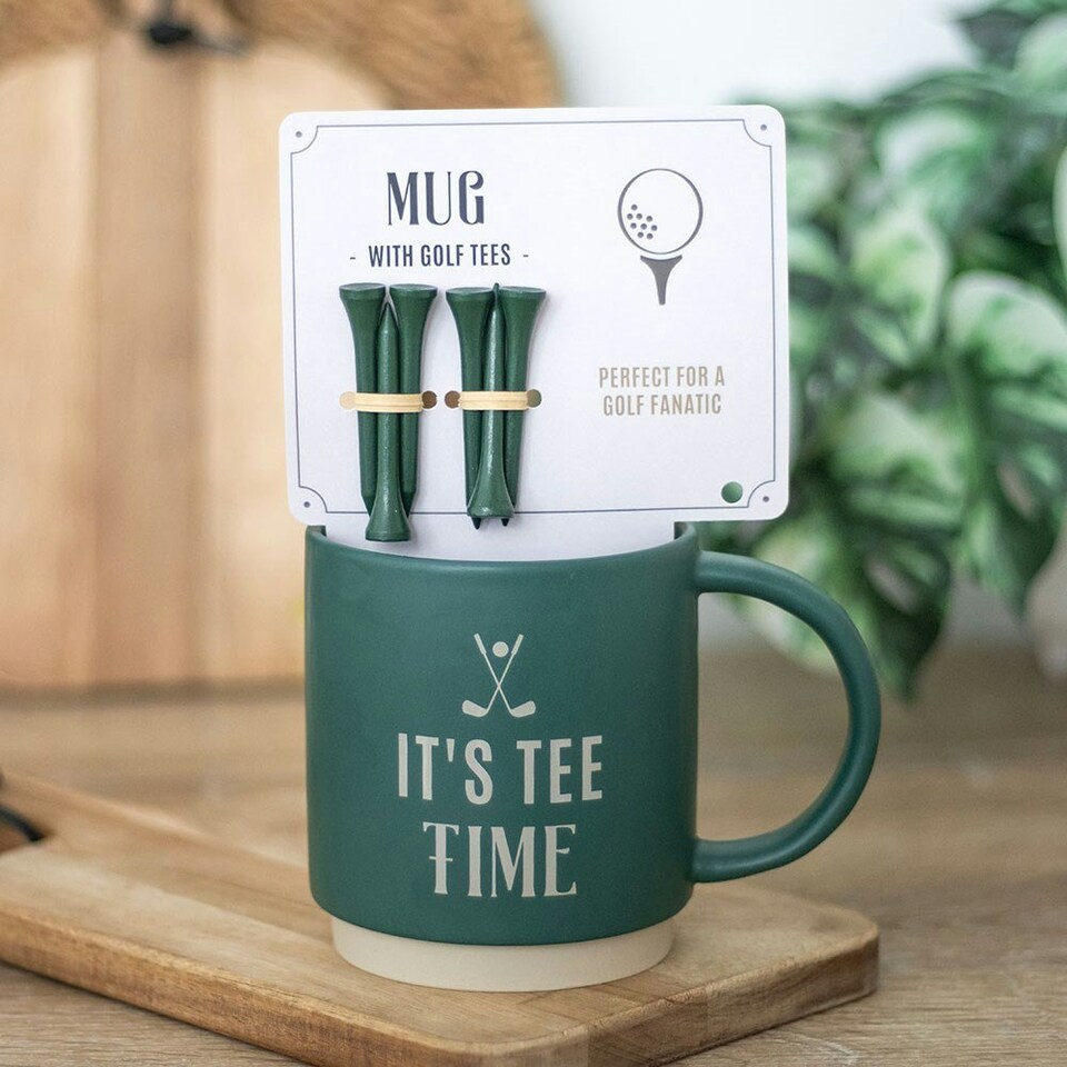 image 1 of It's Tee Time Mug with Golf Tees Green