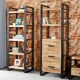 image 4 of Herica Industrial Mintis Narrow Bookcase with 3 Drawers Brown