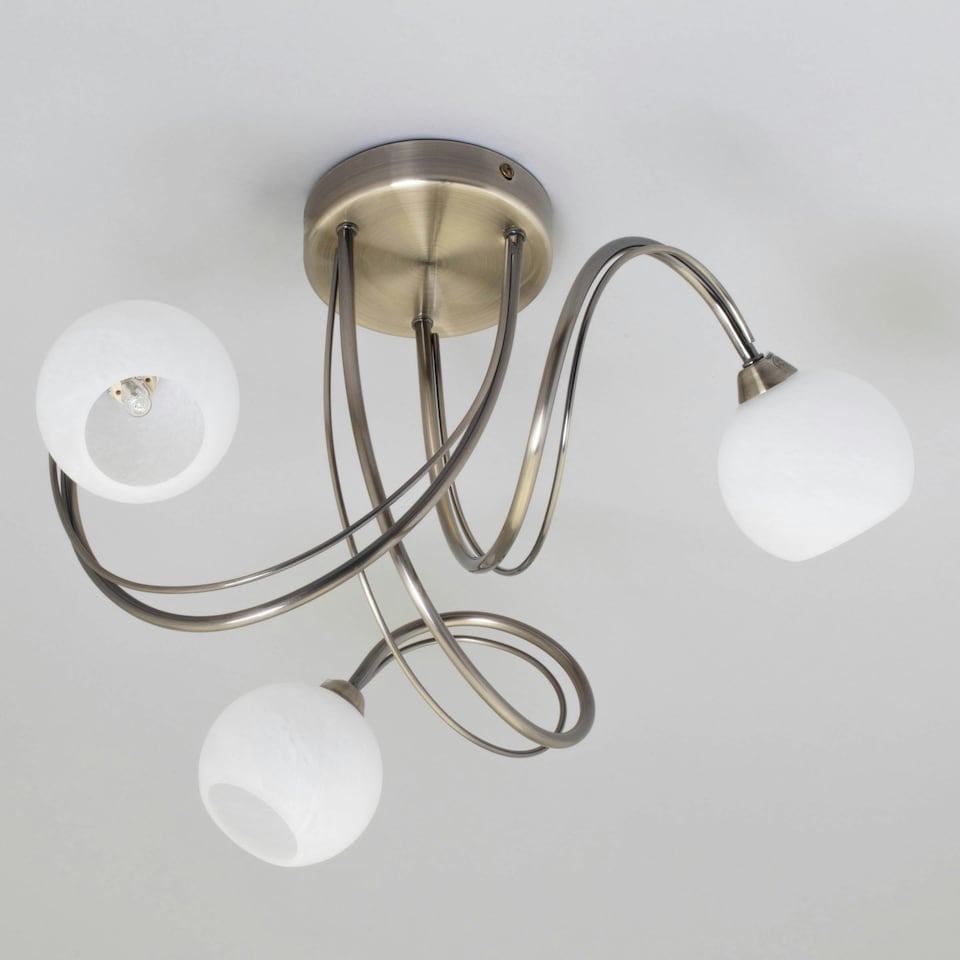 image 1 of BHS Soni 3 Light Flush Ceiling Light | Bronze | Antique Brass | 1