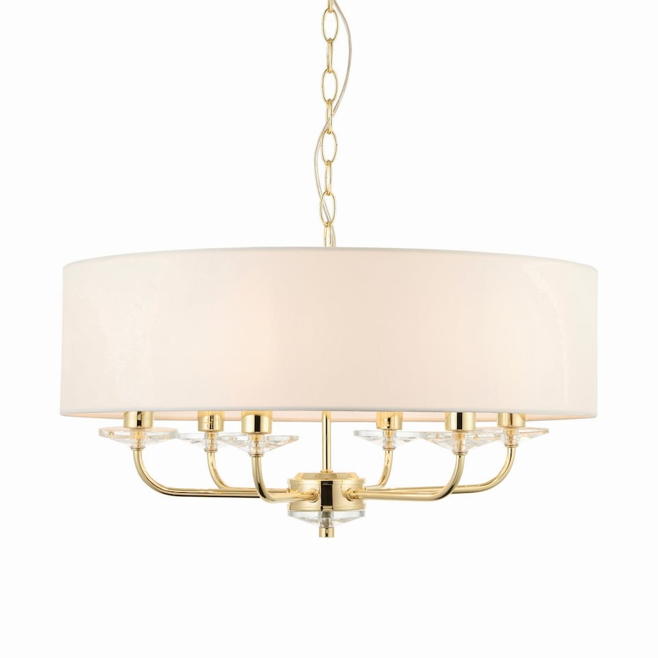 image 1 of Nixon 6 Light Multi Arm Ceiling Pendant Brass, E14