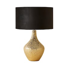 ValueLights Bailey Gold Table Lamp Black Velvet Shade and Bulb