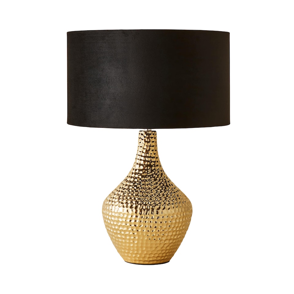 image 1 of ValueLights Bailey Gold Table Lamp Black Velvet Shade and Bulb