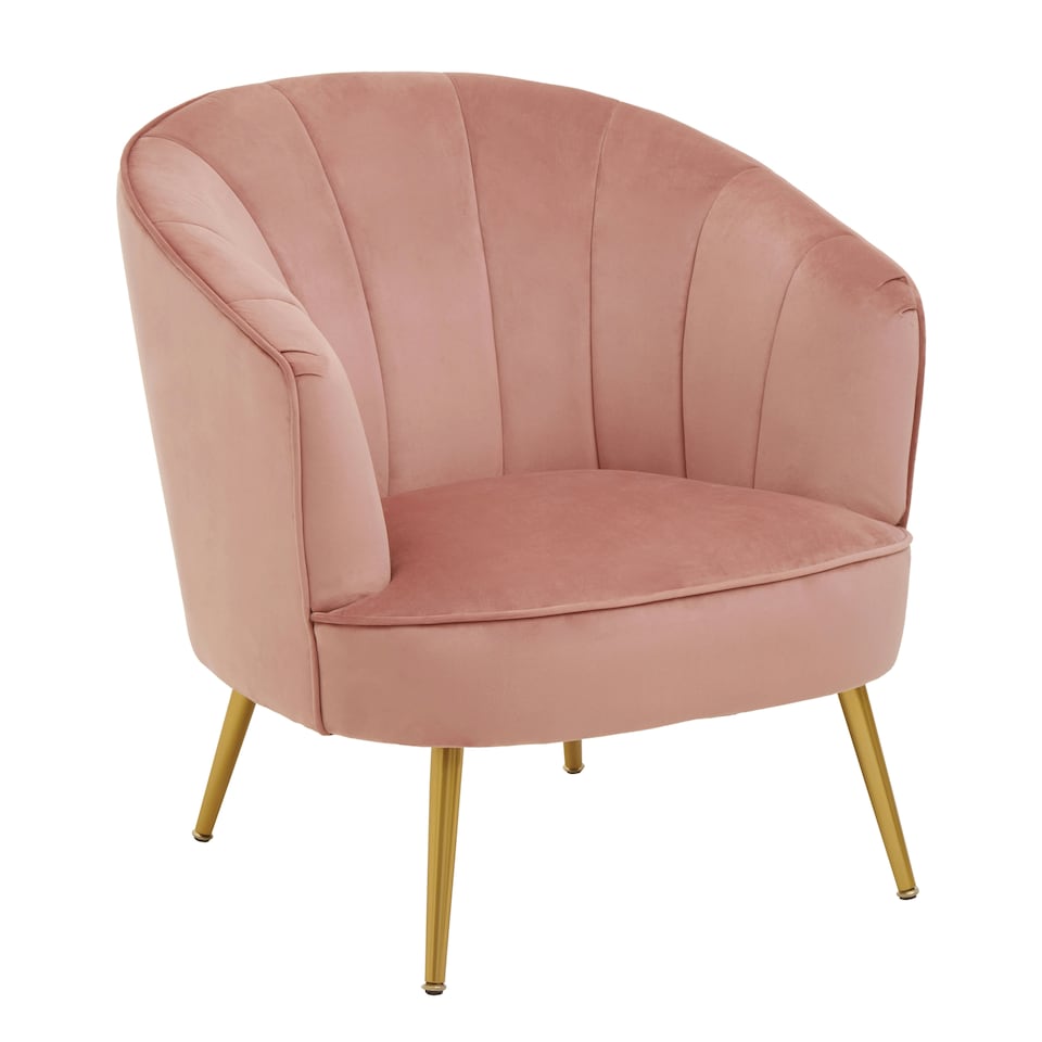 image 1 of Interiors by Premier Durable Yolanda Pink Velvet Chair, Exquisite & Cozy Desk Chair Pink Velvet, Easy to Clean Pink Velvet Chair