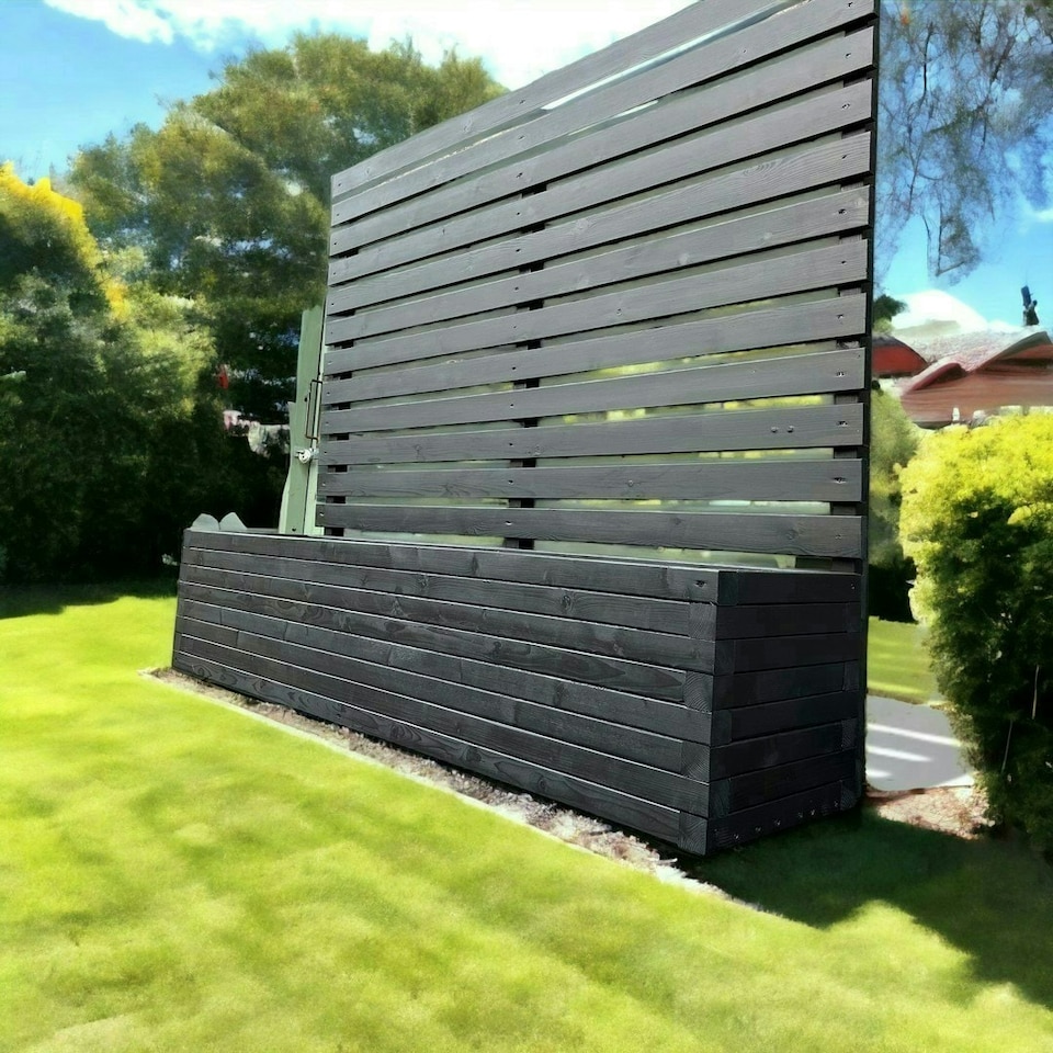 image 1 of Norfolk Planter and Trellis (Pack of 2) - (Painted Wooden Planter - Choice of Colours Available) - L150 x W40 x H120 cm | Black