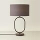 image 3 of ValueLights Antonia Charcoal Fabric Drum Lamp Shade Matte Black Oval Table Lamp | Black