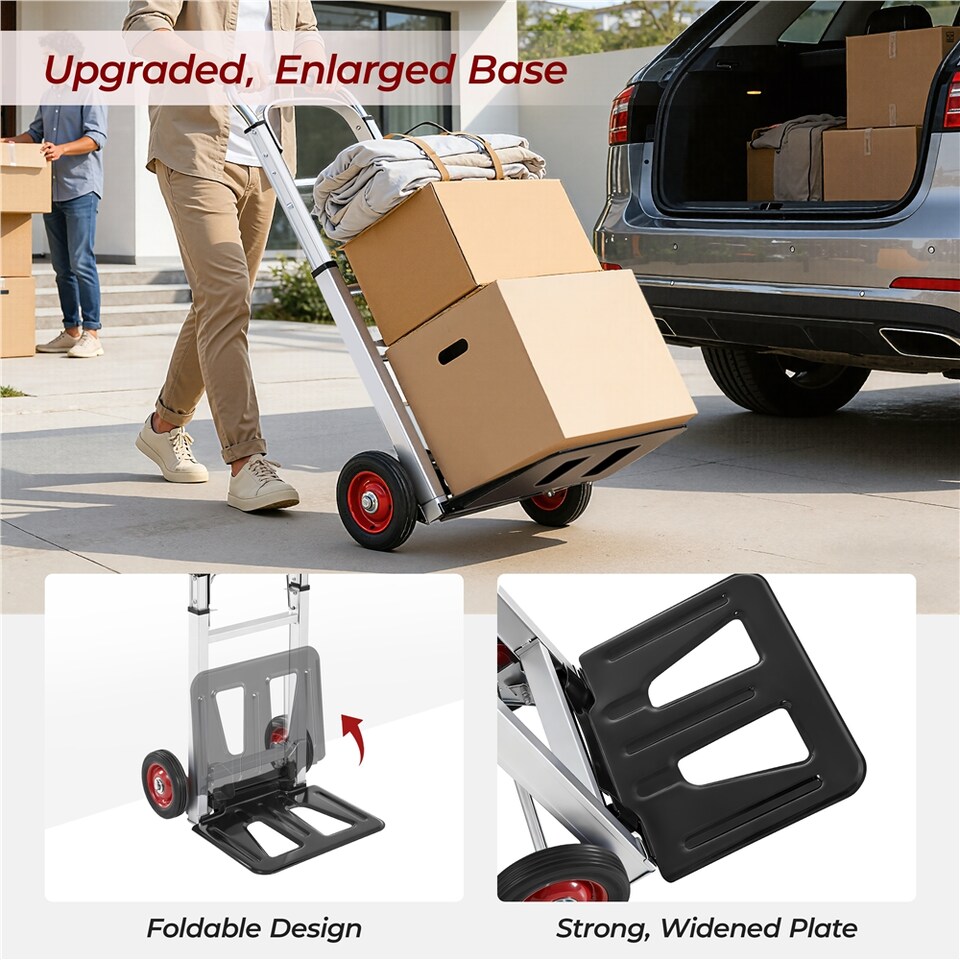 image 1 of Yaheetech Metal Hand Trolley with Adjustable Handle Height for Moving Furniture-Black