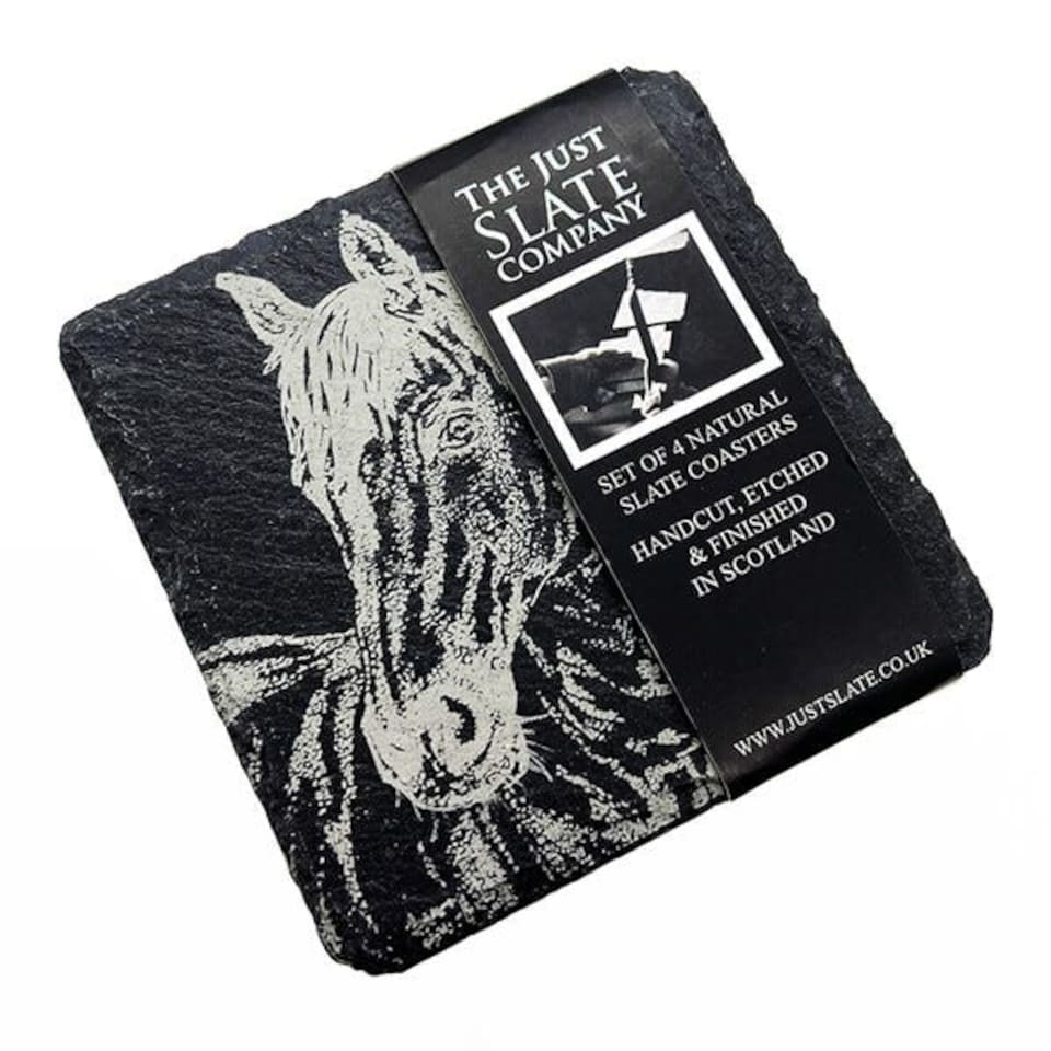 image 1 of The Just Slate Company Set of 4 Horse Portrait Slate Coasters