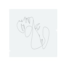 Man and woman touch by one line Designer Splash Back | White