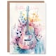 image 1 of Indie Music Acoustic Guitar Floral Watercolour Birthday Card