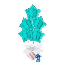 Tiffany Blue Star Shape Foil Helium Balloon Bouquet - 5 Inflated Balloons In A Box