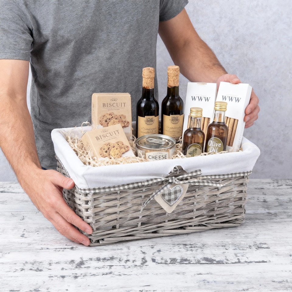 image 1 of Wickerfield Rectangular Wicker Storage Basket with Fabric Lining for Home Storage, Shelves & Gift Hampers