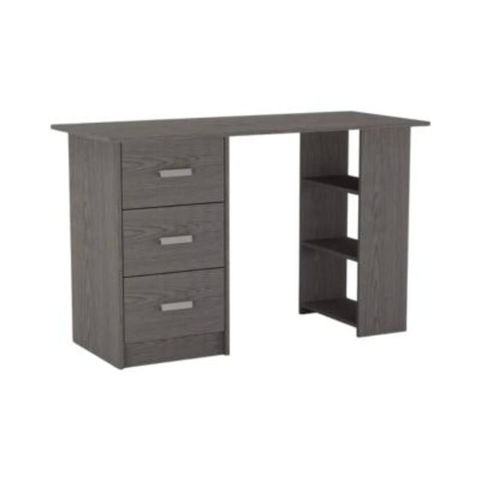 image 1 of 3-Drawer 3-Shelf Desk with Customizable Layout Grey | Colour: Cedar Grey