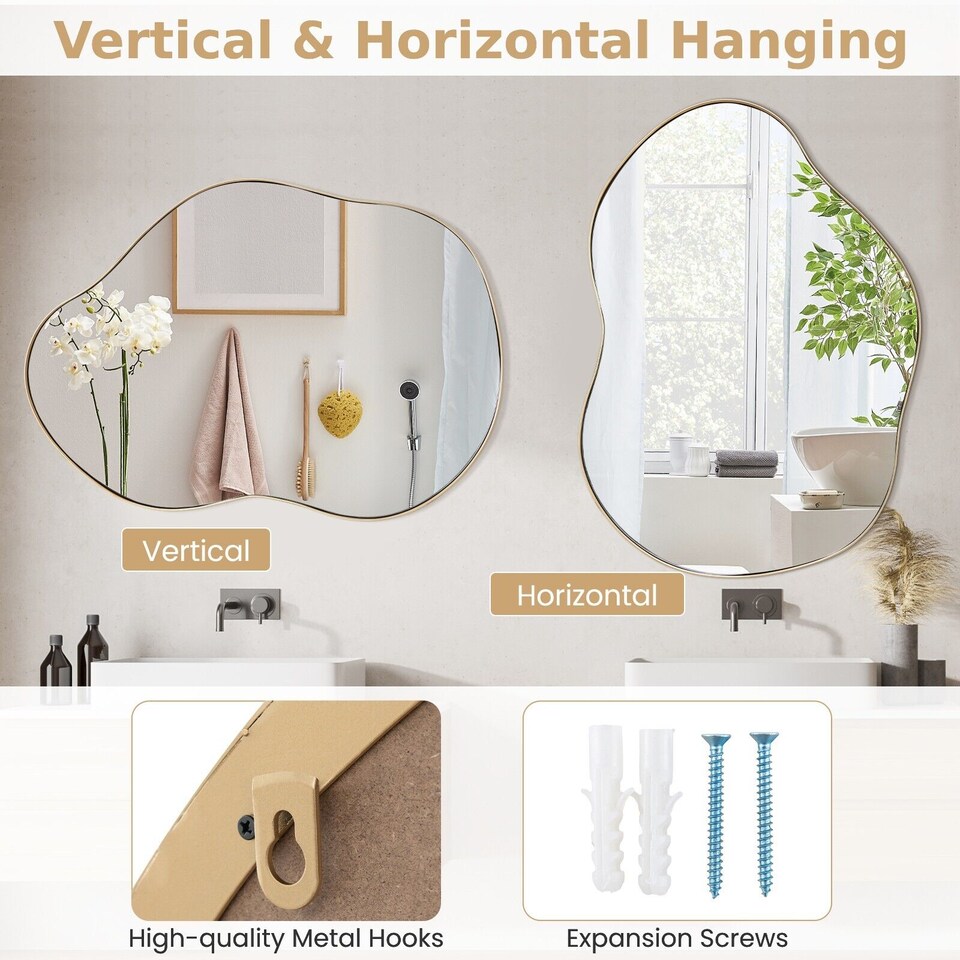 image 1 of COSTWAY Irregular Wall Mirror Decorative Vanity Mirror