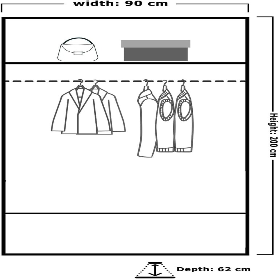 image 1 of Sliding wardrobes 4U Modern Full Mirror Sliding Door Wardrobe Multi Size (90-203cm) & Color Options | Black | Black 90cm