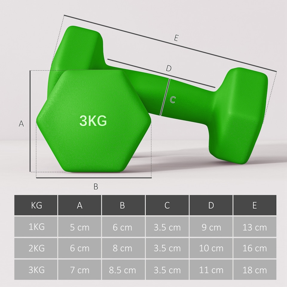 image 1 of SPORTNOW Hex Dumbbells Set with Dumbbells Rack, 2 x 1kg, 2 x 2kg, 2 x 3kg